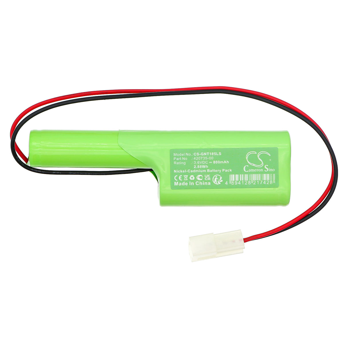 3.6V, Ni-CD, 800mAh, Emergency Lighting battery fits Saft, 420735-00, 2.88Wh Emergency Lighting Cameron Sino Technology Limited