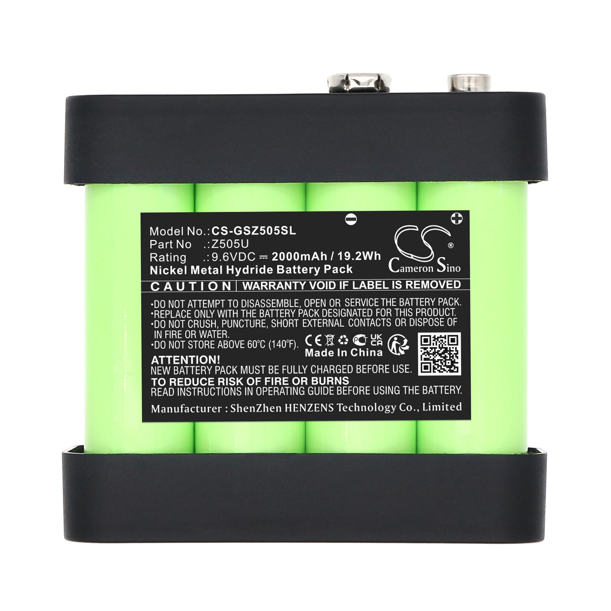 9.6V, Ni-MH, 2000mAh, Equipment, Survey, Test battery fits Gossen, HR-3UTGX, METRISO, Metrawatt PROFiTEST, 19.2Wh Equipment, Survey, Test Cameron Sino Technology Limited