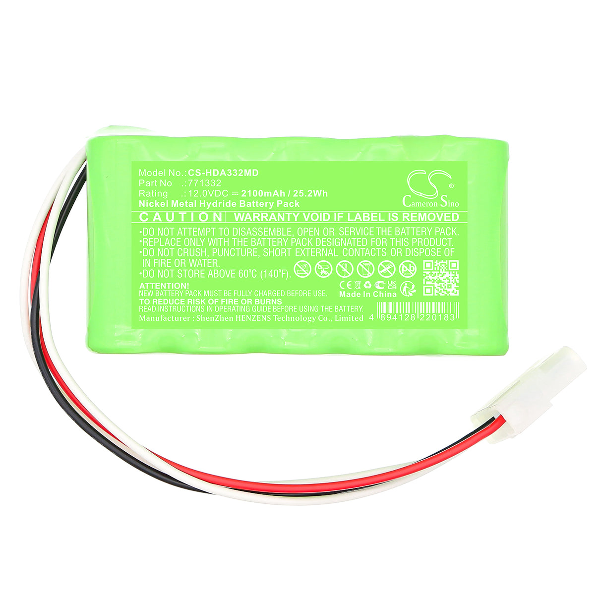 12.0V, Ni-MH, 2100mAh, Medical battery fits Huntleigh, 771332, Doppler Dopplex ability, 25.2Wh Medical Cameron Sino Technology Limited (Medical)