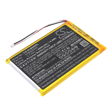 3.7V, Li-Polymère, 4000mAh, Batterie BabyPhone compatible avec Hellobaby, Ahb606090, Moniteur Vidéo Bébé Hb6081, Hb6256 2.4ghz Sans Fil Numérique, 14.8Wh BabyPhone Cameron Sino Technology Limited