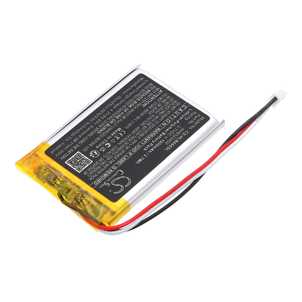 3,7V, Li-Polymère, 1000mAh, batterie BabyPhone compatible avec Hellobaby, Ahb523450, Moniteur Hb24, Moniteur Hb31, 3,7Wh BabyPhone Cameron Sino Technology Limited