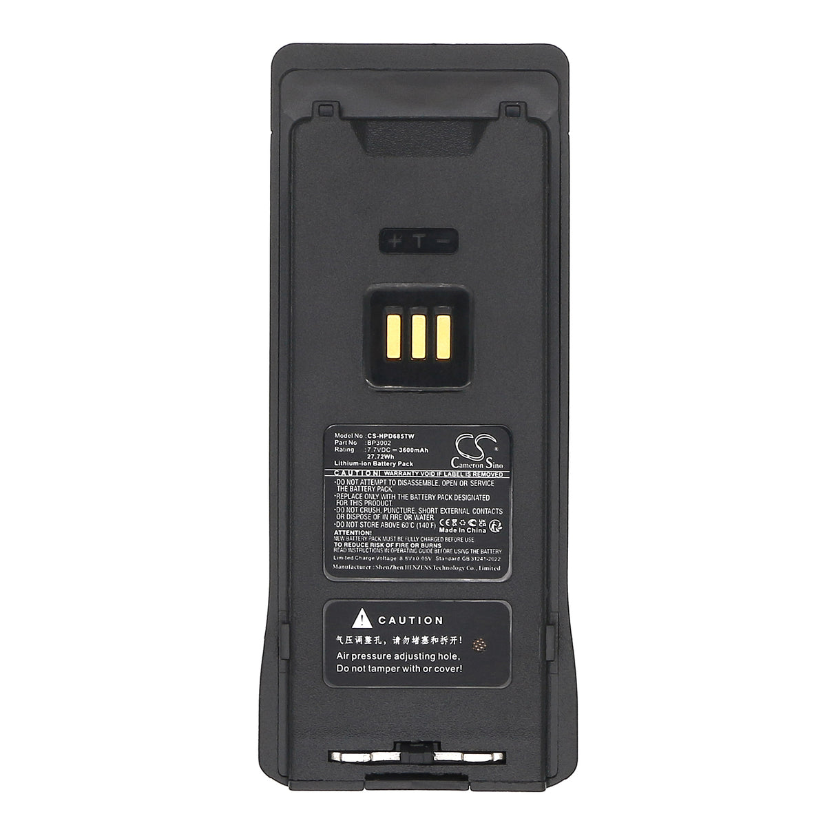 7.7V, Li-ion, 3600mAh, Two-Way Radio battery fits Hytera, Bp3002, Hp605, Hp685, 27.72Wh Two-Way Radio Cameron Sino Technology Limited
