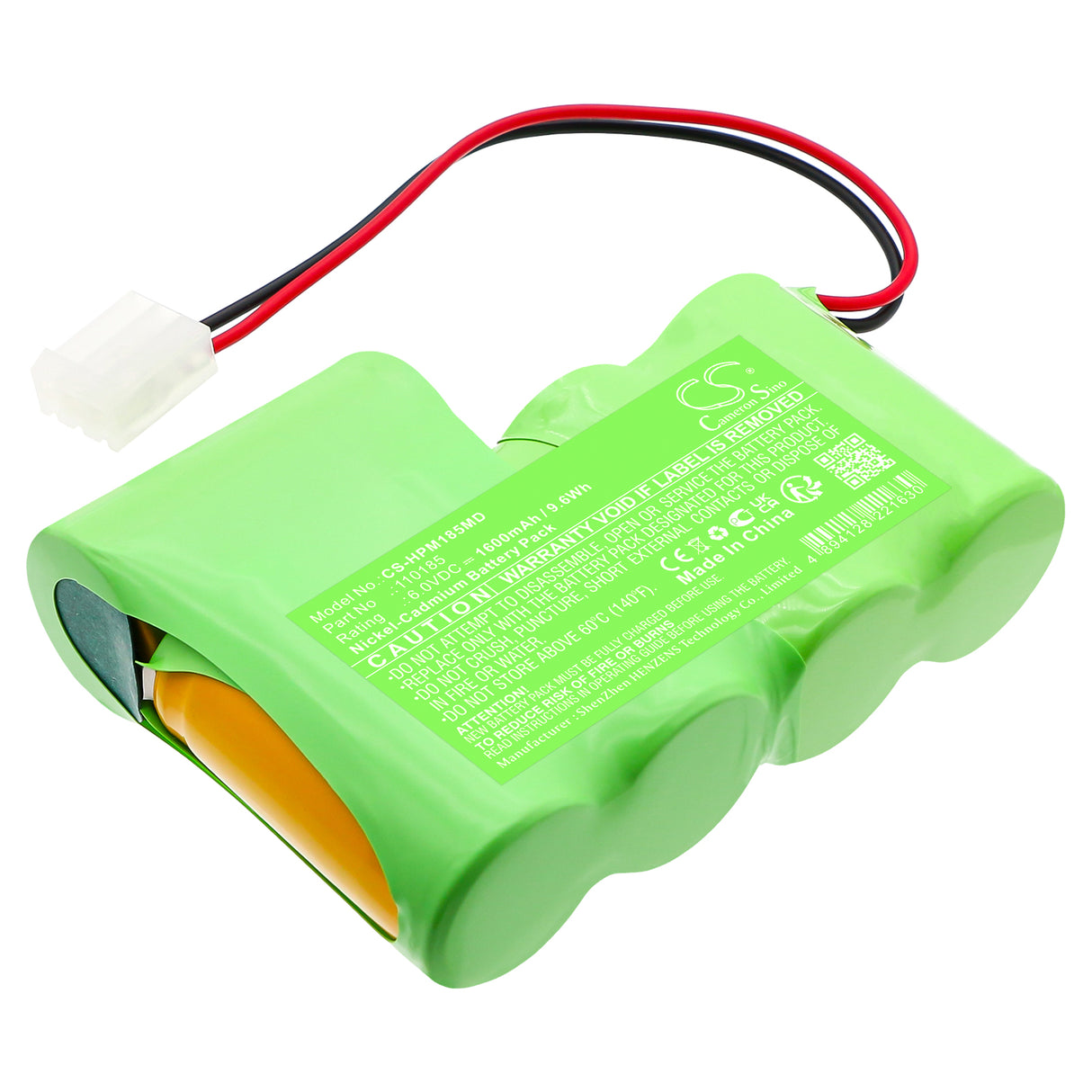 6.0V, Ni-CD, 1600mAh, Medical battery fits Hewlett Packard, 110185, Mida, 9.6Wh Medical Cameron Sino Technology Limited (Medical)