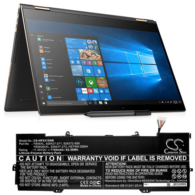 Battery For Hp, Spectre X360 15-ch000na, Spectre X360 15-ch000nb, Spectre X360 15-ch000nd 11.55v, 7150mah - 82.58wh Notebook, Laptop Cameron Sino Technology Limited