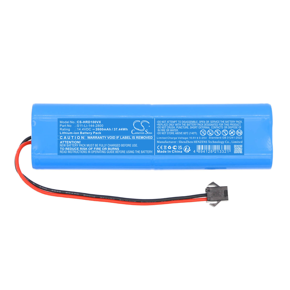 14.4V, Li-ion, 2600mAh, Vacuum battery fits Haier, D100s, 37.44Wh Vacuum Cameron Sino Technology Limited