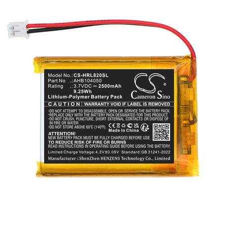 3.7V, Li-Polymer, 2500mAh, Personal Care battery fits Hairmax, AHB104050, Laserbrand 82, 9.25Wh Personal Care Cameron Sino Technology Limited