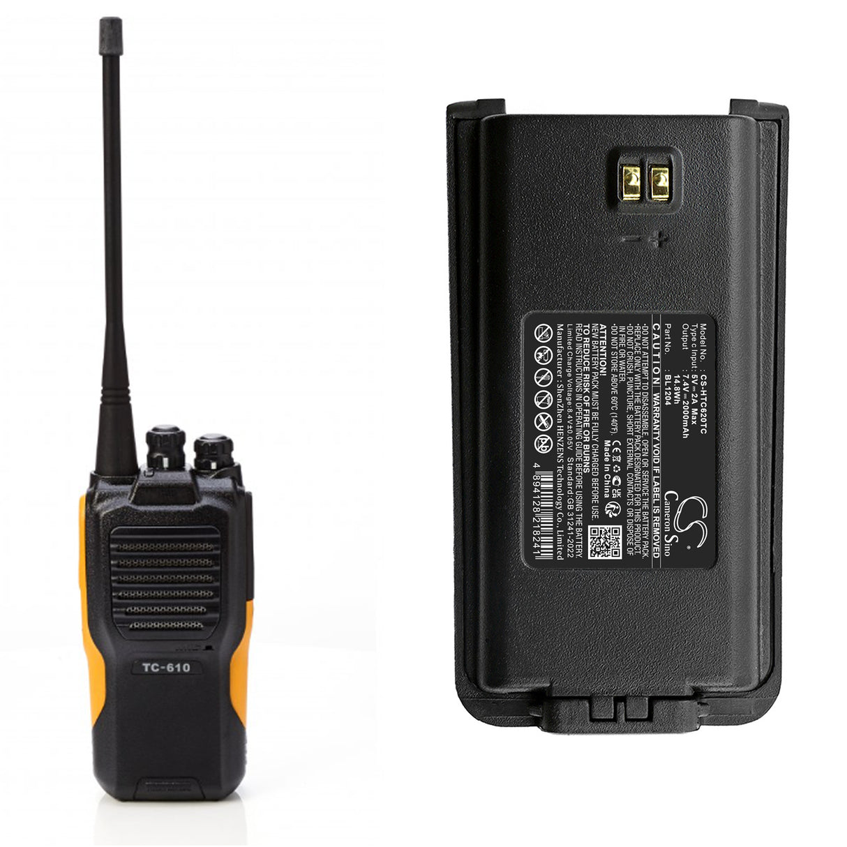 7.4V, Li-ion, 2000mAh, Two-Way Radio battery fits Hyt, Bl1204, Tc-610, Tc-610p, 14.8Wh Two-Way Radio Cameron Sino Technology Limited