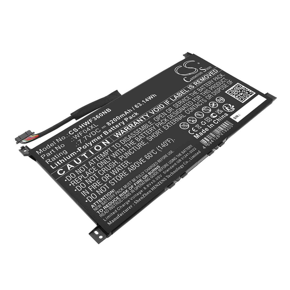 7.7V, Li-Polymer, 8200mAh, Notebook, Laptop battery fits Hp, HSTNN-OB2Y, ENVY X360 13-BF0000CI, ENVY X360 13-BF0000NE, 63.14Wh Notebook, Laptop Cameron Sino Technology Limited