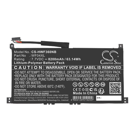 7.7V, Li-Polymer, 8200mAh, Notebook, Laptop battery fits Hp, HSTNN-OB2Y, ENVY X360 13-BF0000CI, ENVY X360 13-BF0000NE, 63.14Wh Notebook, Laptop Cameron Sino Technology Limited