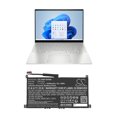 7.7V, Li-Polymer, 8200mAh, Notebook, Laptop battery fits Hp, HSTNN-OB2Y, ENVY X360 13-BF0000CI, ENVY X360 13-BF0000NE, 63.14Wh Notebook, Laptop Cameron Sino Technology Limited