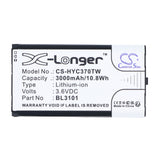 3.6V, Li-ion, 3000mAh, Two-Way Radio battery fits Hytera, BL3101, PNC370, 10.8Wh Two-Way Radio Cameron Sino Technology Limited