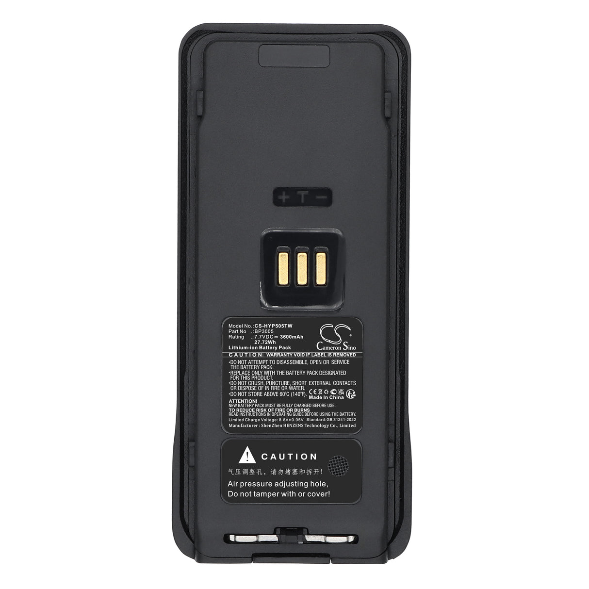 7.7V, Li-ion, 3600mAh, Two-Way Radio battery fits Hytera, BP3005, HP505, HP565, 27.72Wh Two-Way Radio Cameron Sino Technology Limited