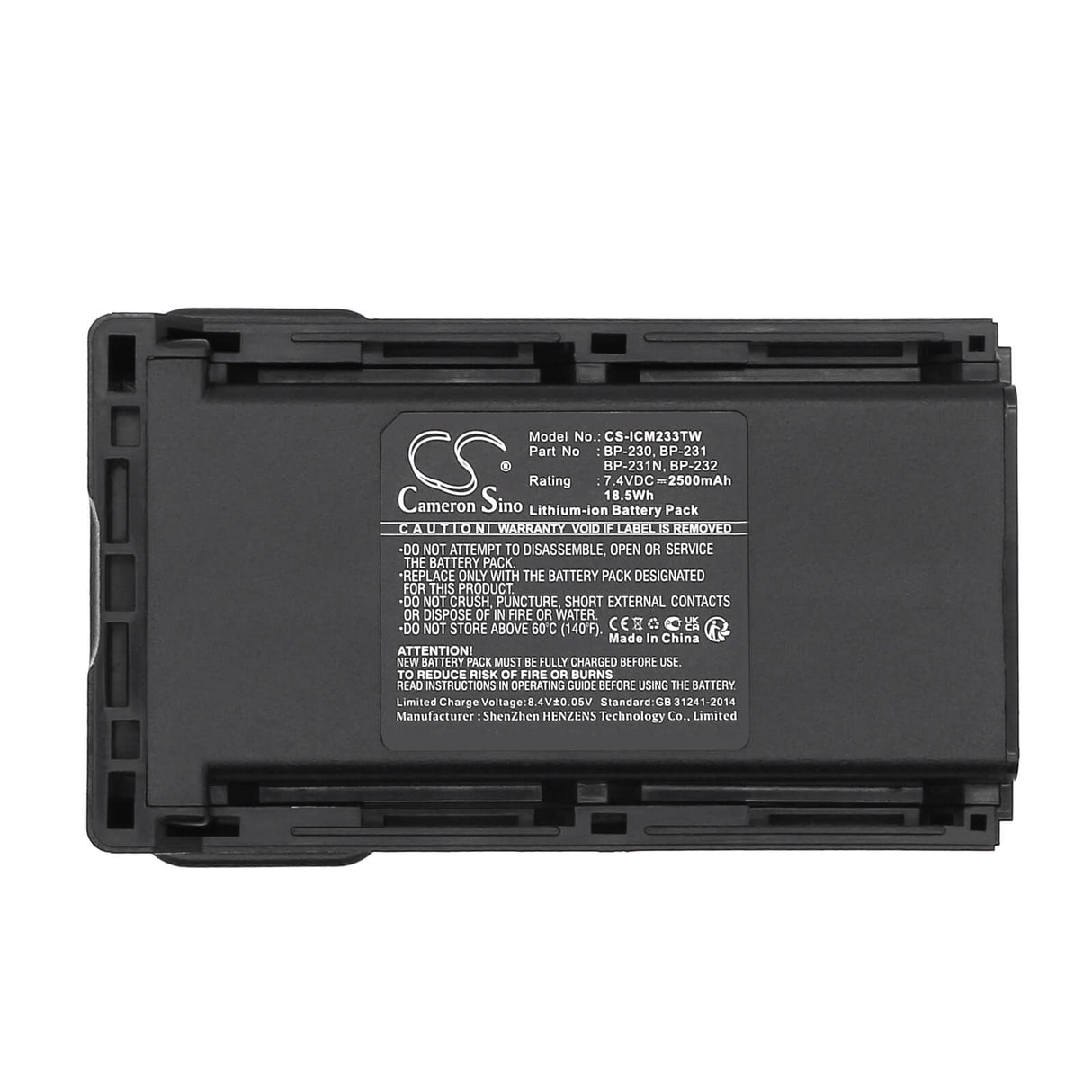 7.4V, Li-ion, 2500mAh, Two-Way Radio battery fits Icom, Bj-2000, Ic-4011, Ic-a14, 18.5Wh Two-Way Radio Cameron Sino Technology Limited