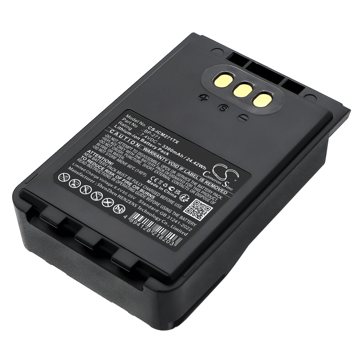 7.4V, Li-ion, 3300mAh, Two-Way Radio battery fits Icom, Bp-271, Ic-31a, Ic-31e, 24.42Wh Two-Way Radio Cameron Sino Technology Limited