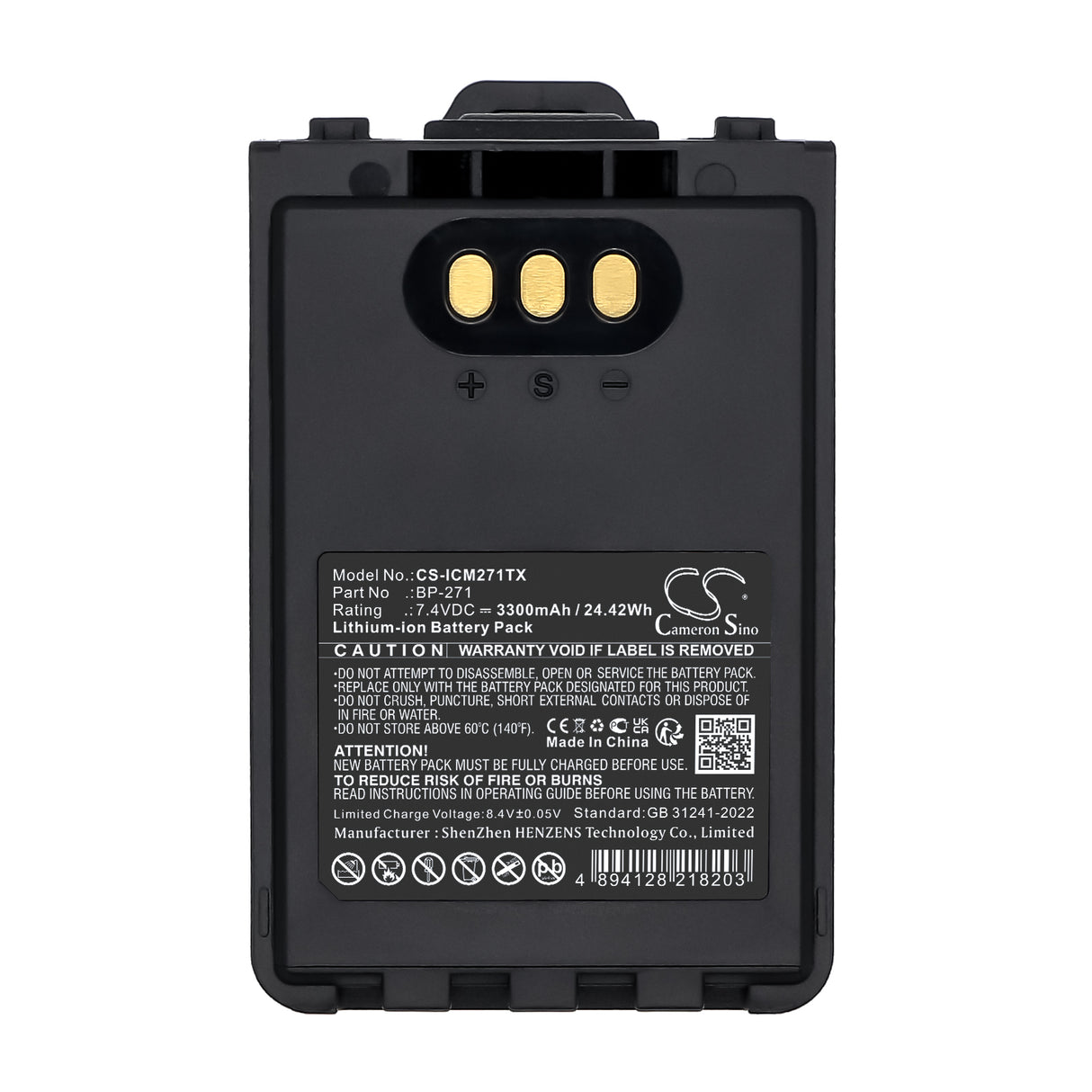7.4V, Li-ion, 3300mAh, Two-Way Radio battery fits Icom, Bp-271, Ic-31a, Ic-31e, 24.42Wh Two-Way Radio Cameron Sino Technology Limited