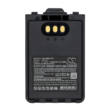 7.4V, Li-ion, 3300mAh, Two-Way Radio battery fits Icom, Bp-271, Ic-31a, Ic-31e, 24.42Wh Two-Way Radio Cameron Sino Technology Limited