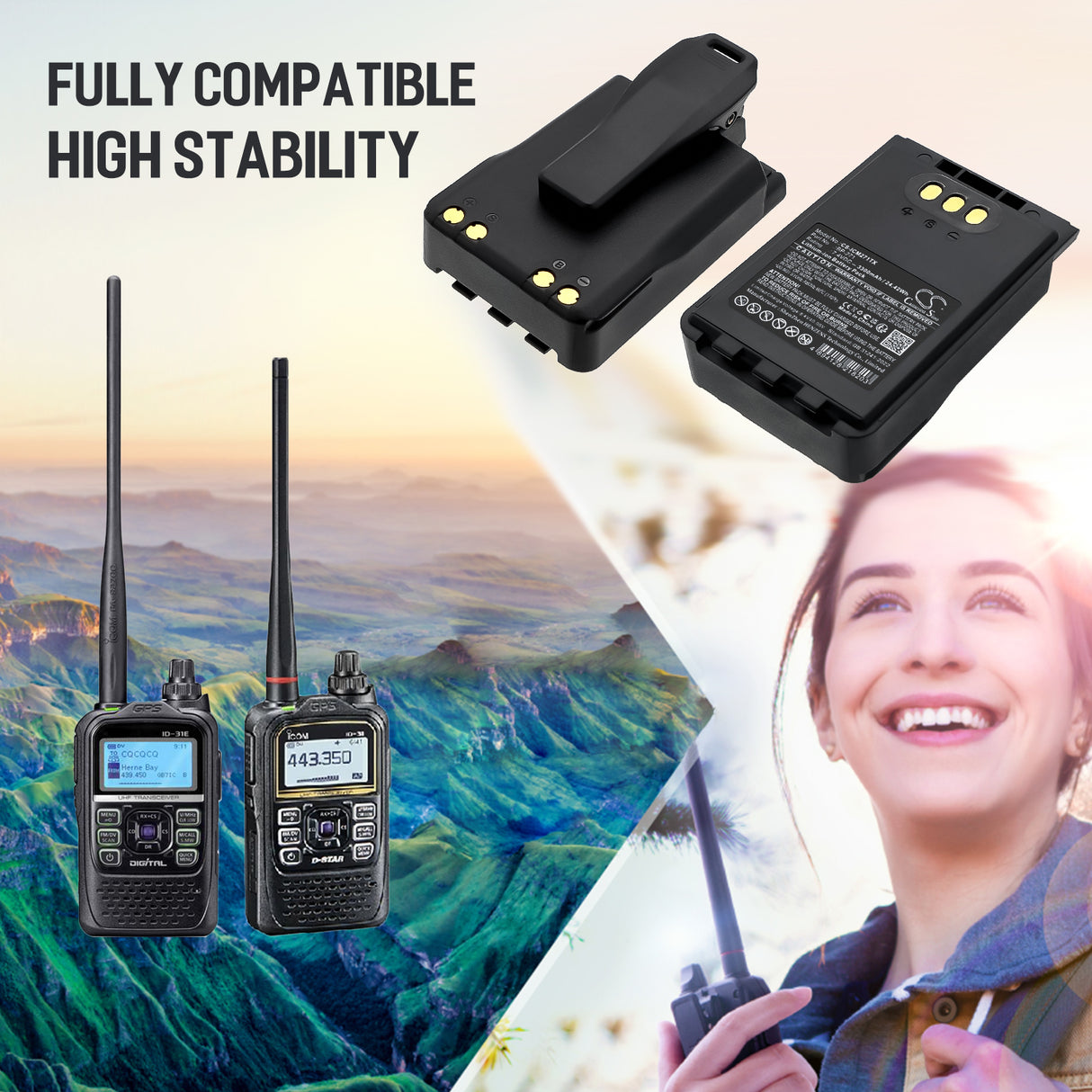 7.4V, Li-ion, 3300mAh, Two-Way Radio battery fits Icom, Bp-271, Ic-31a, Ic-31e, 24.42Wh Two-Way Radio Cameron Sino Technology Limited