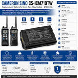 7.4V, Li-ion, 2100mAh, Two-Way Radio battery fits Icom, Bp-245, Ic-m71, Ic-m72, 15.54Wh Two-Way Radio Cameron Sino Technology Limited