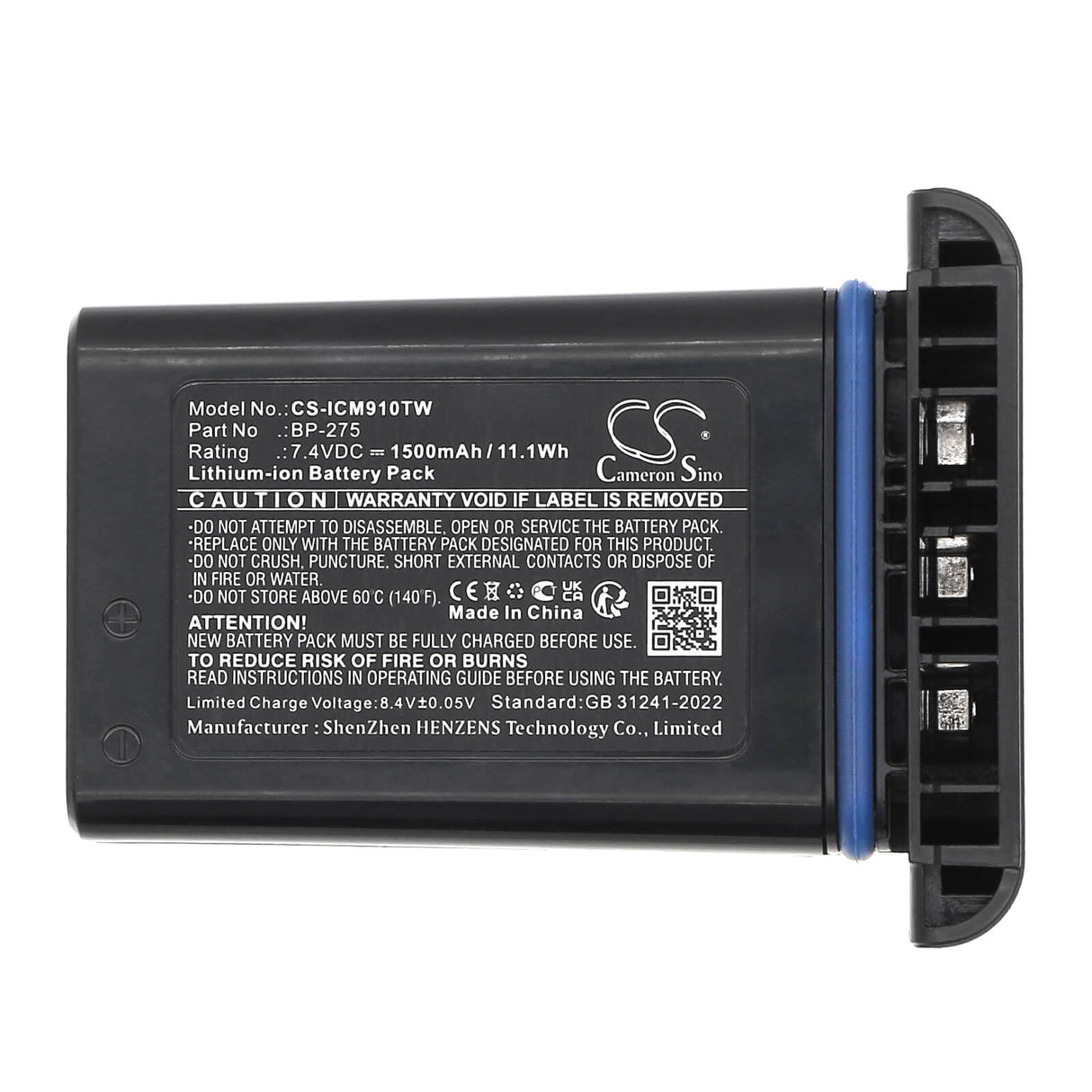 7.4V, Li-ion, 1500mAh, Two-Way Radio battery fits Icom, Bp-275, Ic-m91d, Ic-m92d, 11.1Wh Two-Way Radio Cameron Sino Technology Limited