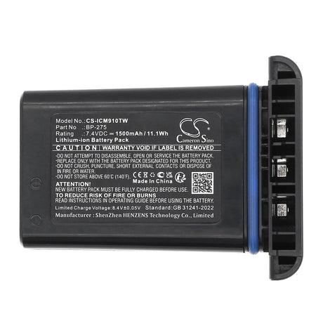 7.4V, Li-ion, 1500mAh, Two-Way Radio battery fits Icom, Bp-275, Ic-m91d, Ic-m92d, 11.1Wh Two-Way Radio Cameron Sino Technology Limited