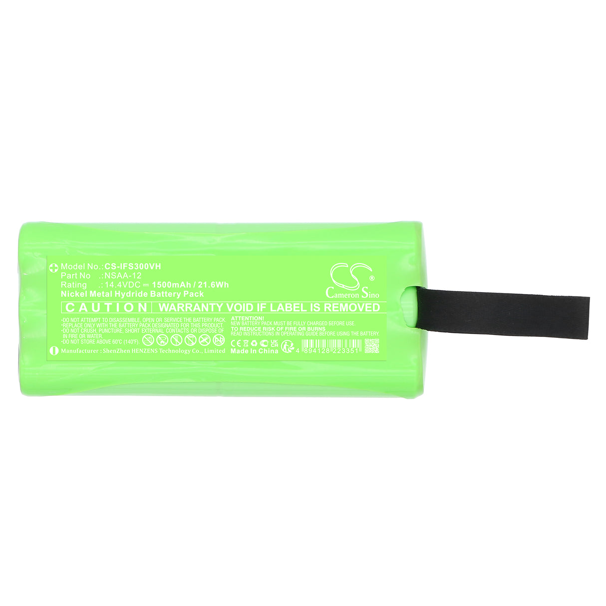 14.4V, Ni-MH, 1500mAh, Vacuum battery fits Infinuvo, NSAA-12, Cleanmate S300, Cleanmate S400, 21.6Wh Vacuum Cameron Sino Technology Limited