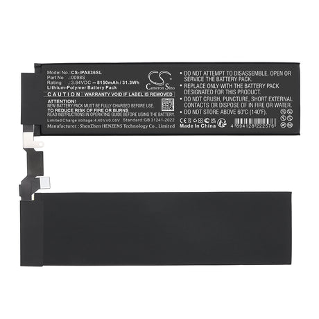 3.84V, Li-Polymer, 8150mAh, Tablet battery fits Apple, 0098S, A2836, A2837, 31.3Wh Tablet Cameron Sino Technology Limited