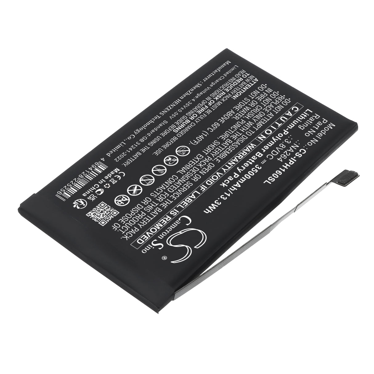 3.8V, Li-Polymer, 3500mAh, Mobile, SmartPhone battery fits Apple, NA264, A3081, A3286, 13.3Wh Mobile, SmartPhone Cameron Sino Technology Limited
