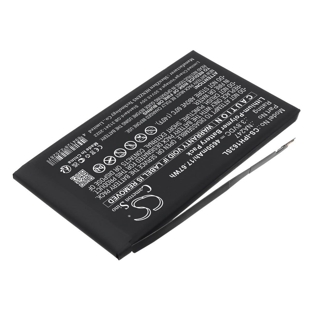 3.8V, Li-Polymer, 4650mAh, Mobile, SmartPhone battery fits Apple, NA247, A3082, A3289, 17.67Wh Mobile, SmartPhone Cameron Sino Technology Limited