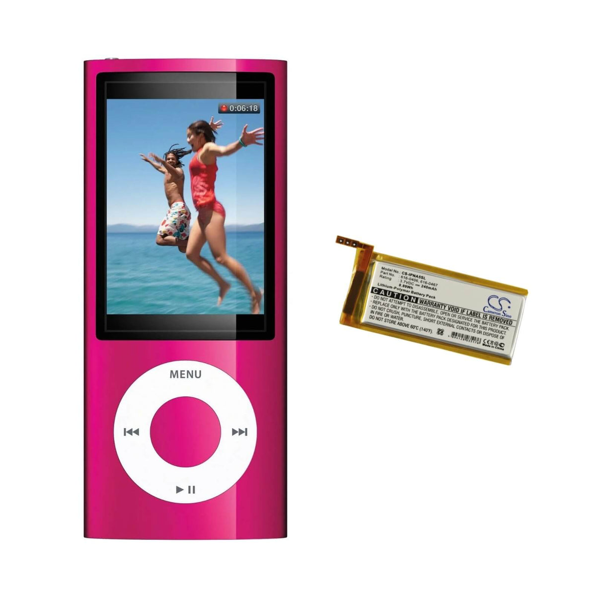 3.7V, Li-Polymer, 240mAh, Media Player battery fits Apple, 616-0406, Ipod Nano 5th, 0.89Wh Media Player Cameron Sino Technology Limited
