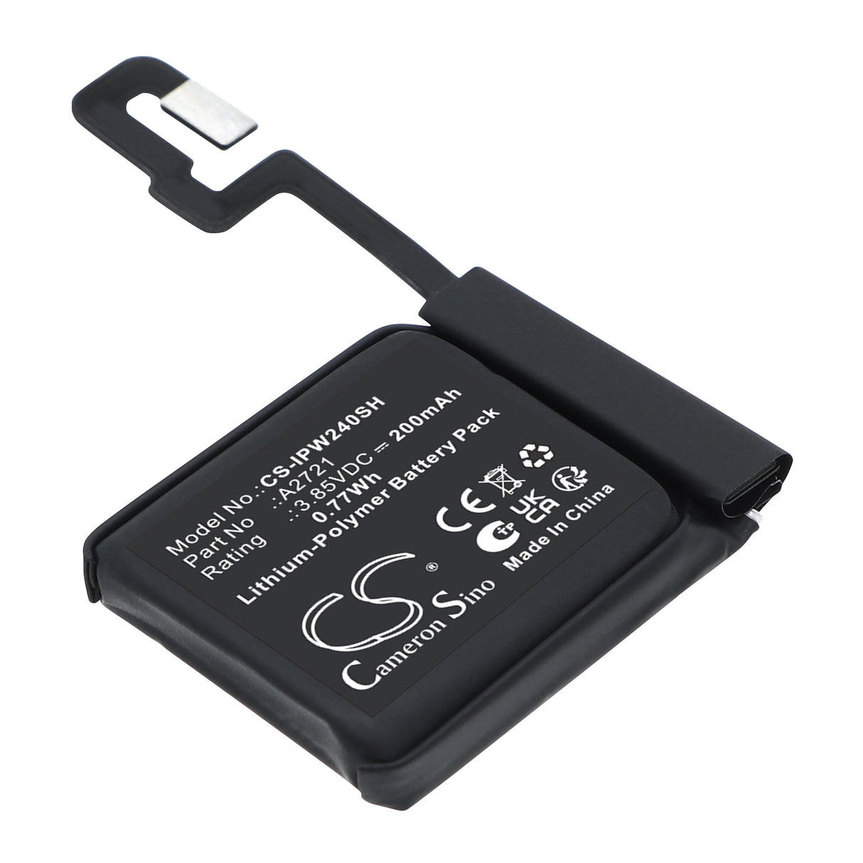 3.85V, Li-Polymer, 200mAh, Smartwatch battery fits Apple, A2721, Watch SE 2 40mm, 0.77Wh Smartwatch Cameron Sino Technology Limited