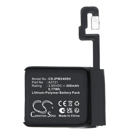 3.85V, Li-Polymer, 200mAh, Smartwatch battery fits Apple, A2721, Watch SE 2 40mm, 0.77Wh Smartwatch Cameron Sino Technology Limited