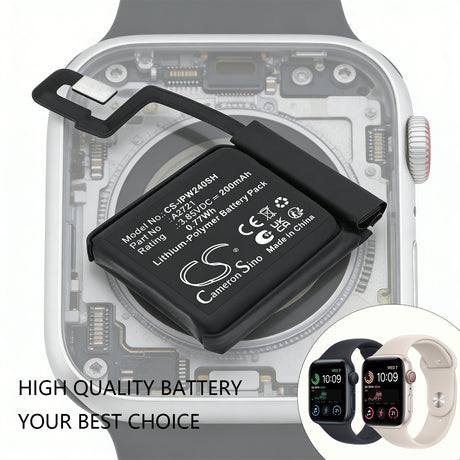 3.85V, Li-Polymer, 200mAh, Smartwatch battery fits Apple, A2721, Watch SE 2 40mm, 0.77Wh Smartwatch Cameron Sino Technology Limited