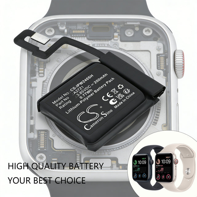 3.85V, Li-Polymer, 200mAh, Smartwatch battery fits Apple, A2721, Watch SE 2 40mm, 0.77Wh Smartwatch Cameron Sino Technology Limited