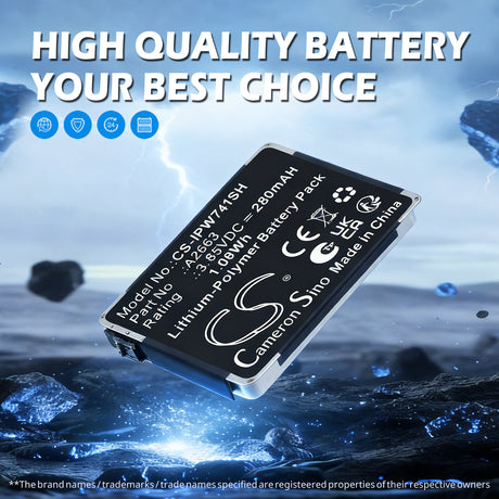 3.85V, Li-Polymer, 280mAh, Smartwatch battery fits Apple, A2663, A2473, A2475, 1.08Wh Smartwatch Cameron Sino Technology Limited
