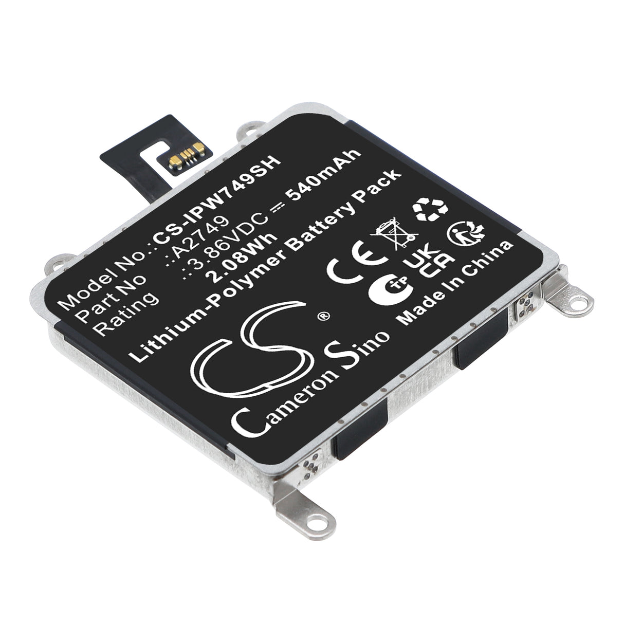 3.86V, Li-Polymer, 540mAh, Smartwatch battery fits Apple, A2749, A285, A2622, 2.08Wh Smartwatch Cameron Sino Technology Limited