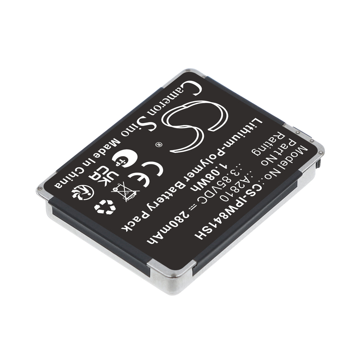 3.85V, Li-Polymer, 280mAh, Smartwatch battery fits Apple, A2810, A2770, A2772, 1.08Wh Smartwatch Cameron Sino Technology Limited