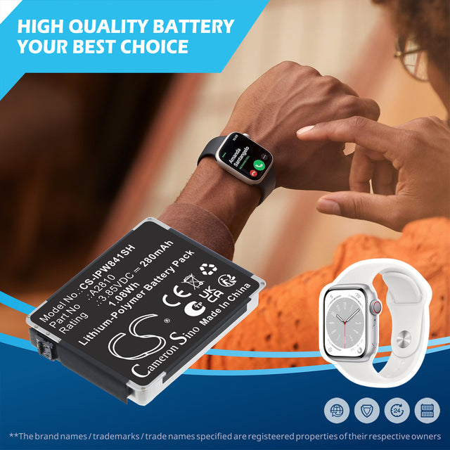 3.85V, Li-Polymer, 280mAh, Smartwatch battery fits Apple, A2810, A2770, A2772, 1.08Wh Smartwatch Cameron Sino Technology Limited