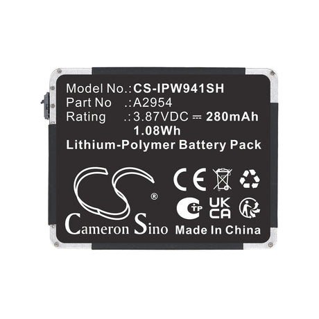 3.87V, Li-Polymer, 280mAh, Smartwatch battery fits Apple, A2954, MR913LL/A, Watch Series S9 41mm, 1.08Wh Smartwatch Cameron Sino Technology Limited