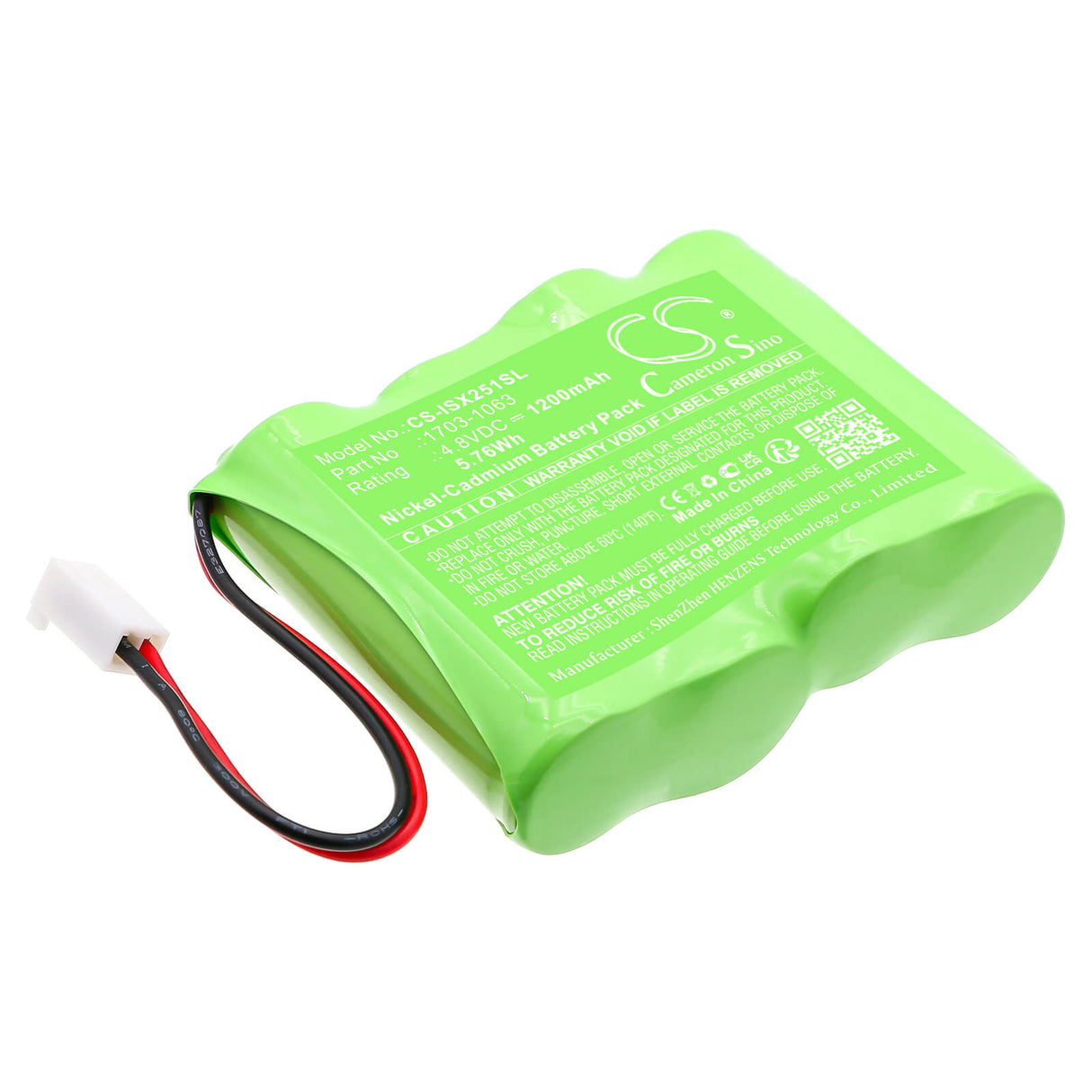 4.8V, Ni-CD, 1200mAh, Equipment, Survey, Test battery fits Industrial Scientific, 1703-1063, Mx251, 5.76Wh Equipment, Survey, Test Cameron Sino Technology Limited