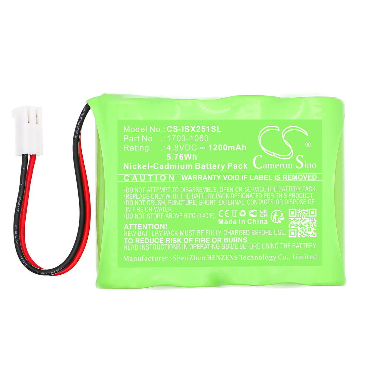 4.8V, Ni-CD, 1200mAh, Equipment, Survey, Test battery fits Industrial Scientific, 1703-1063, Mx251, 5.76Wh Equipment, Survey, Test Cameron Sino Technology Limited