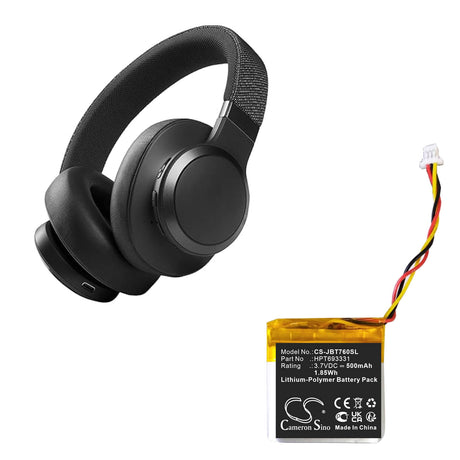 3.7V, Li-Polymer, 500mAh, Wireless Headset battery fits Jbl, HPT693331, Live 760NC, Tune 760NC, 1.85Wh Wireless Headset Cameron Sino Technology Limited