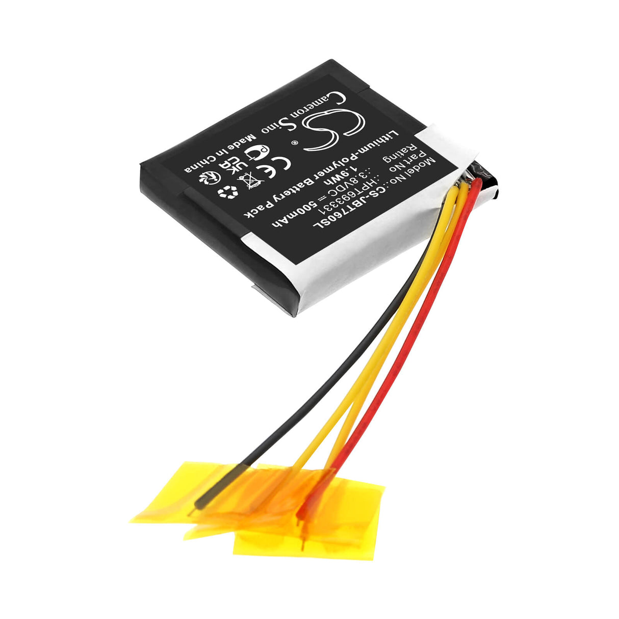 3.7V, Li-Polymer, 500mAh, Wireless Headset battery fits Jbl, HPT693331, Live 760NC, Tune 760NC, 1.85Wh Wireless Headset Cameron Sino Technology Limited