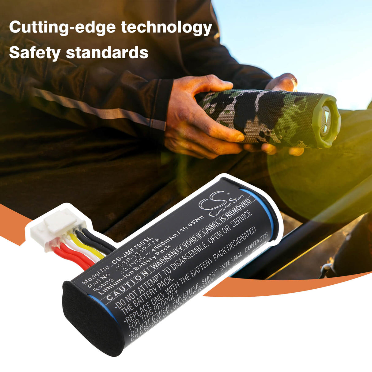 3.7V, Li-ion, 4500mAh, Speaker battery fits Jbl, GSP-1S1P-F7A, F7A, Flip 7, 16.65Wh Speaker Cameron Sino Technology Limited