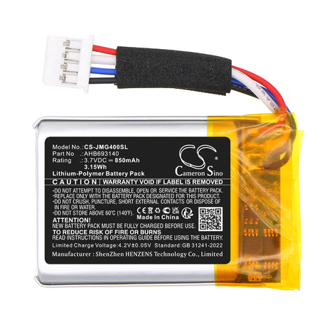 3.7V, Li-Polymer, 850mAh, Speaker battery fits Jbl, AHB693140, Go 4, 3.15Wh Speaker Cameron Sino Technology Limited