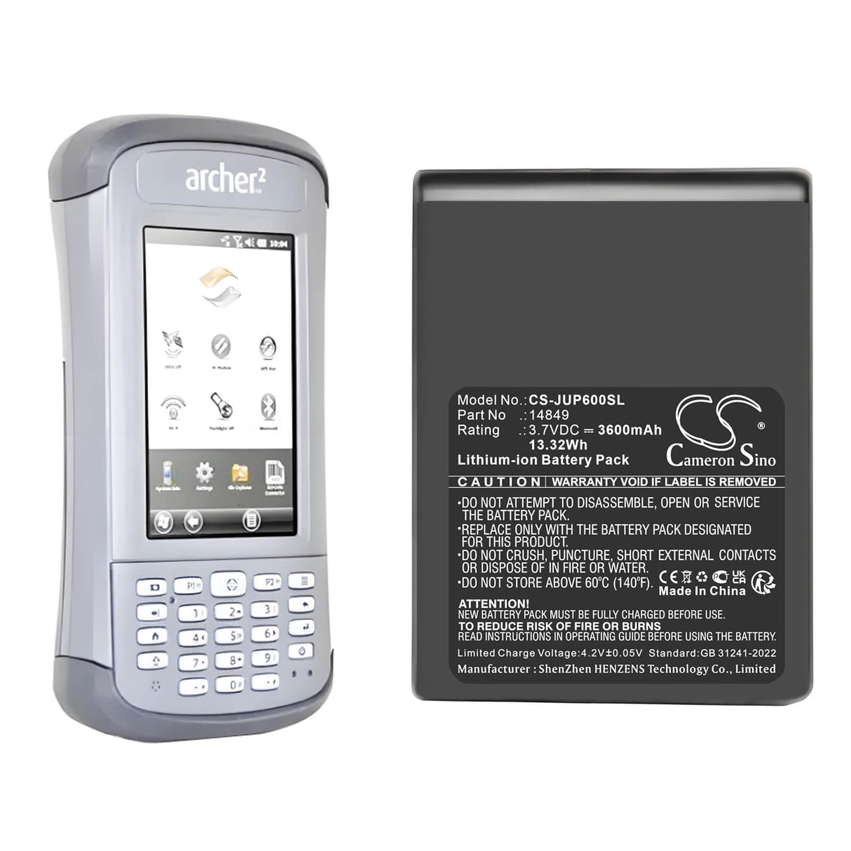 3.7V, Li-ion, 3600mAh, Equipment, Survey, Test battery fits Juniper, 14849, Archer, Archer 2, 13.32Wh Equipment, Survey, Test Cameron Sino Technology Limited