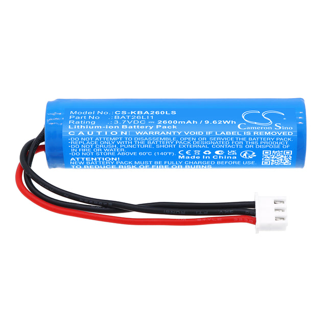 3.7V, Li-ion, 2600mAh, Emergency Lighting battery fits Kosnic, BAT26LI1, BAT26LI1 Emergency Modules & Self Test Modules, 9.62Wh Emergency Lighting Cameron Sino Technology Limited