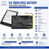 Kobo Clara HD N239 N249 Replacement Battery 1500mAh 3.7V E-book, E-reader Cameron Sino Technology Limited