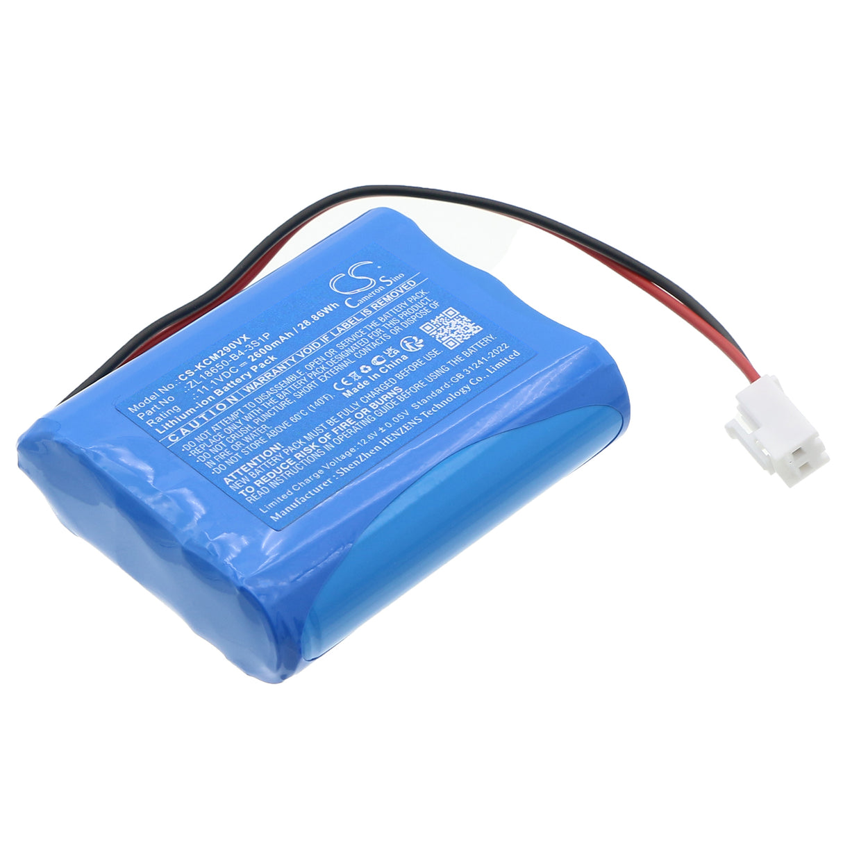 11.1V, Li-ion, 2600mAh, Vacuum battery fits Konka, Zl18650-b4-3s1p, Kcmy-2901-t, 28.86Wh Vacuum Cameron Sino Technology Limited
