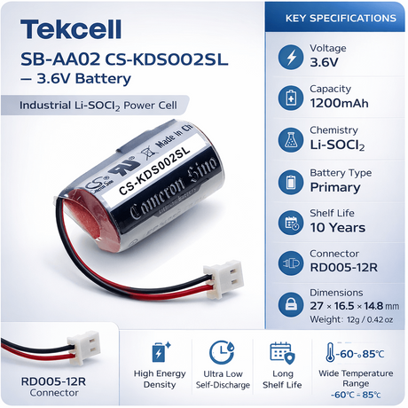 3.6v, Li-socl2, 1200mah, PLC Battery fits Tekcell, Sb-aa02, 4.32wh PLC Cameron Sino Technology Limited