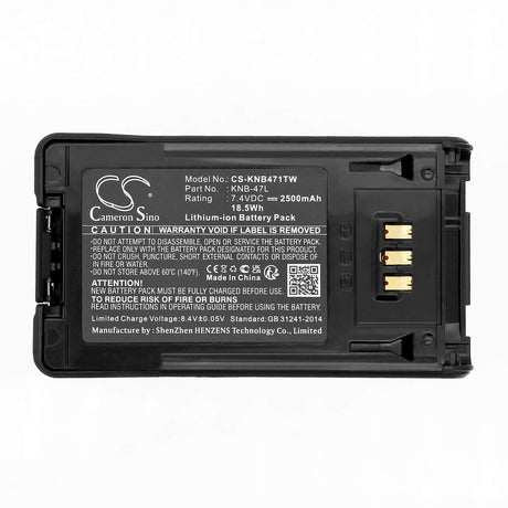 7.4V, Li-ion, 2500mAh, Two-Way Radio battery fits Kenwood, Knb-47l, Nx-200, Nx-300, 18.5Wh Two-Way Radio Cameron Sino Technology Limited